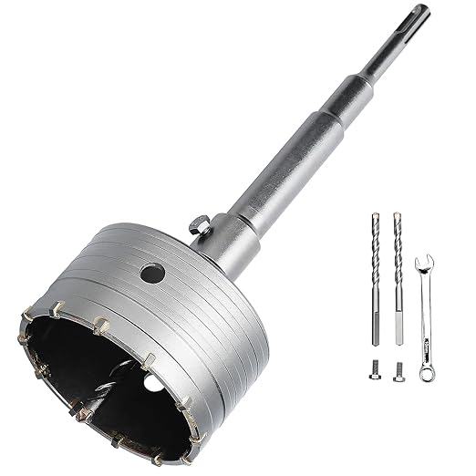 4-1/3 inch / 110mm Concrete Hole Saw with SDS Plus Shank Connecting Rod, 6.3mm Tungsten Carbide Tip for Concrete, Cement, Brick Wall