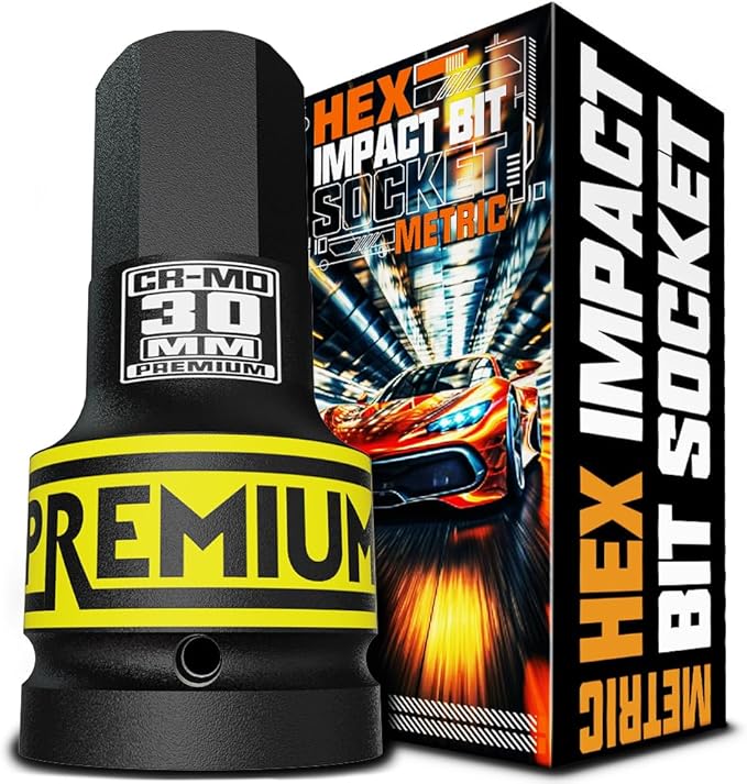 1" Drive H30 Impact Hex Bit Socket, 30 mm Allen Bit Socket, Metric, Cr-Mo Steel, Truck Repair and Equipment Maintenance