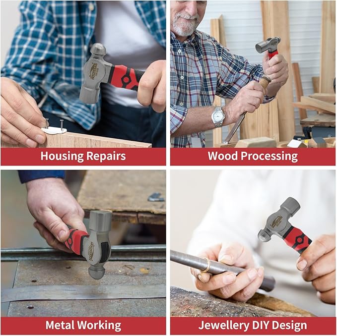 Ball Peen Hammer, 13oz Small Ball Peen Hammer, Stubby Hammer Small Hammer Tool, Hammer for Jewelry Making, Ideal for Home, Auto Repair, Carpentry and Crafting