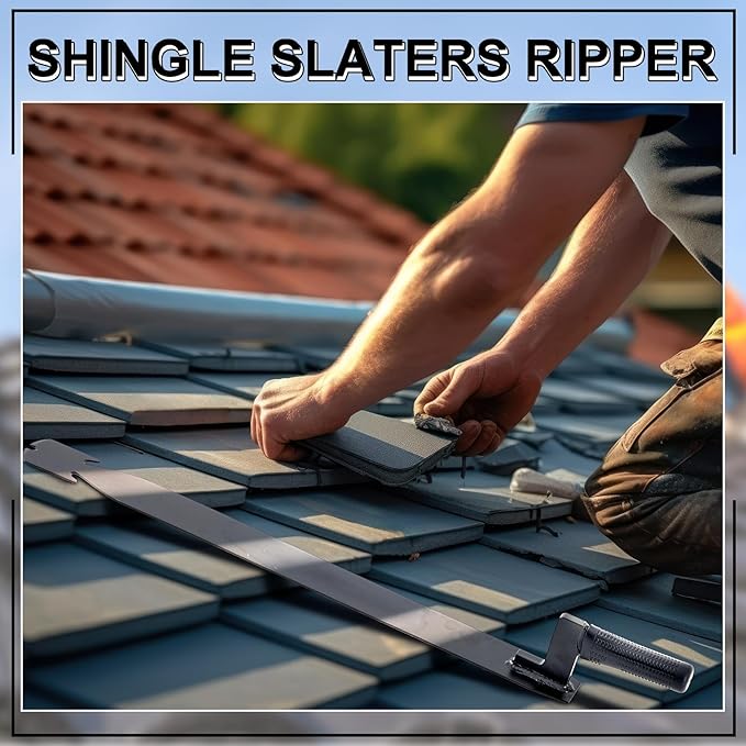 Shingle Slaters Ripper, Steel Roof Ripper Shingle Remover Slate Puller Rip Slate Slating Nail Remover for Slaters Roofers Roofing(Black,23 Inch)