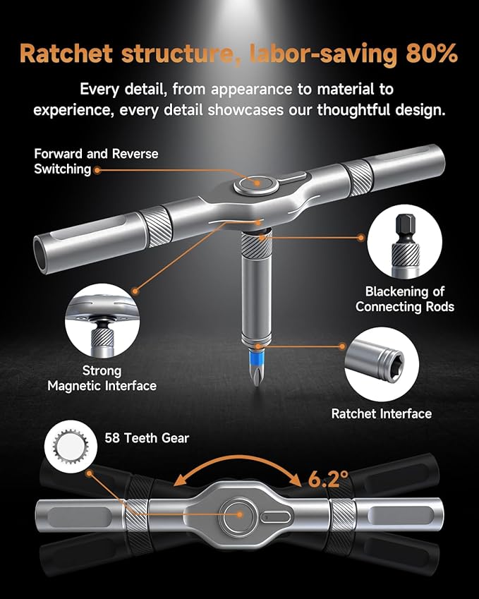 24 in 1 Magnetic Screwdriver Set, DIY ratchet screwdriver set,Multi-Bit Magnetic Ratcheting Screwdriver Set with Storage Case,Portable Compact Repair Tool Kit for Bike, Furniture,Computer,Electronic.