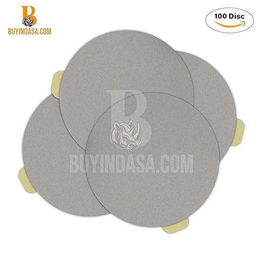 Indasa 6" 100 PCS PSA Sanding Discs ??Rhynostick 80 Grit / 100 Discs ??Self-Adhesive Sticky-Back Sandpaper for DA Sander, Automotive, Wood, Metal, Paint, Whiteline