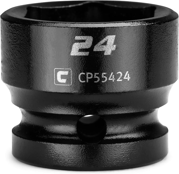 Capri Tools 24 mm Stubby Impact Socket, 1/2 in. Drive, 6-Point, Metric (CP55424)