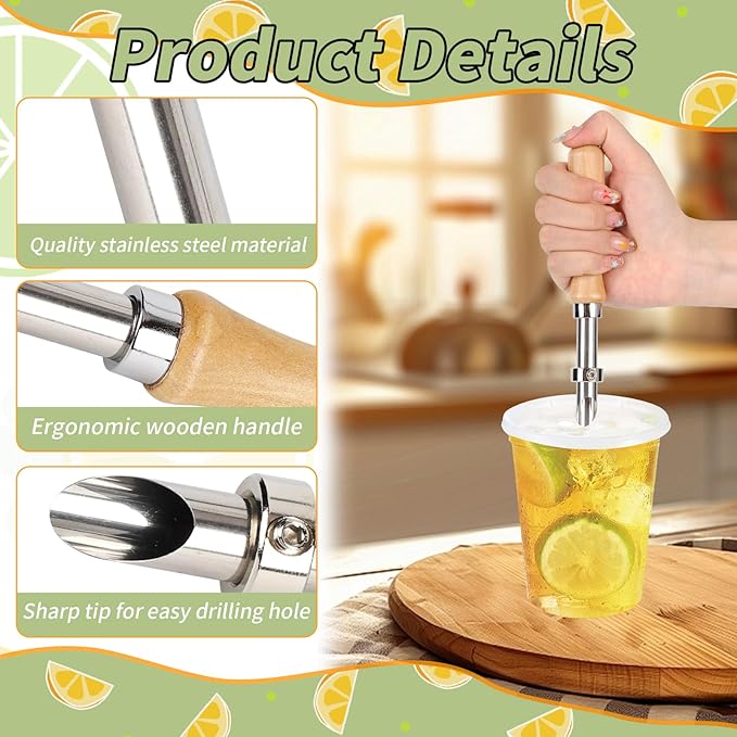 2Pcs Straw Puncher For Plastic Lids Lemonade Cups竊똂lay Hole Cutters Straw Hole Puncher,Tools for Lemonade Stand Supplies