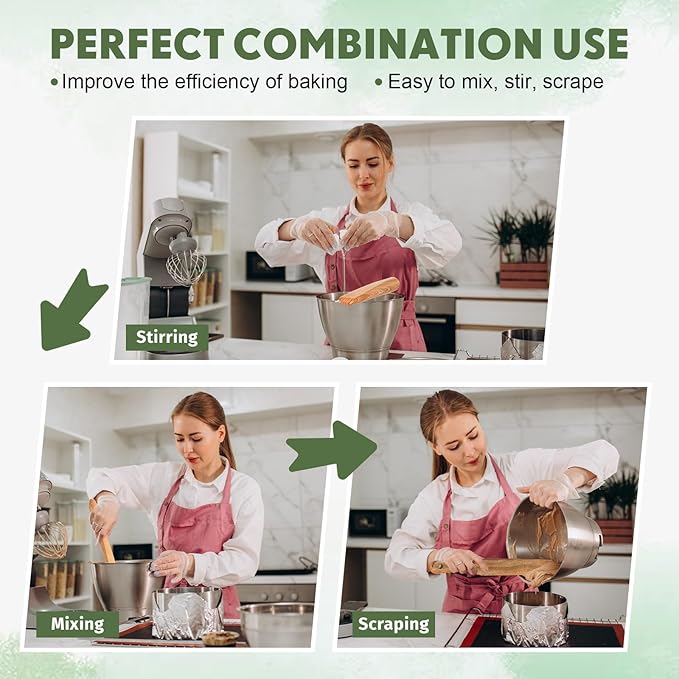 Baderke 11 Inch Wooden Sourdough Bread Mixing Stir and 13 Inch Wooden Spatula Paddle Stirring Stick for Kitchen Cooking Mixing Tool for Sourdough Starter Cookware Pot(Beech Wood)
