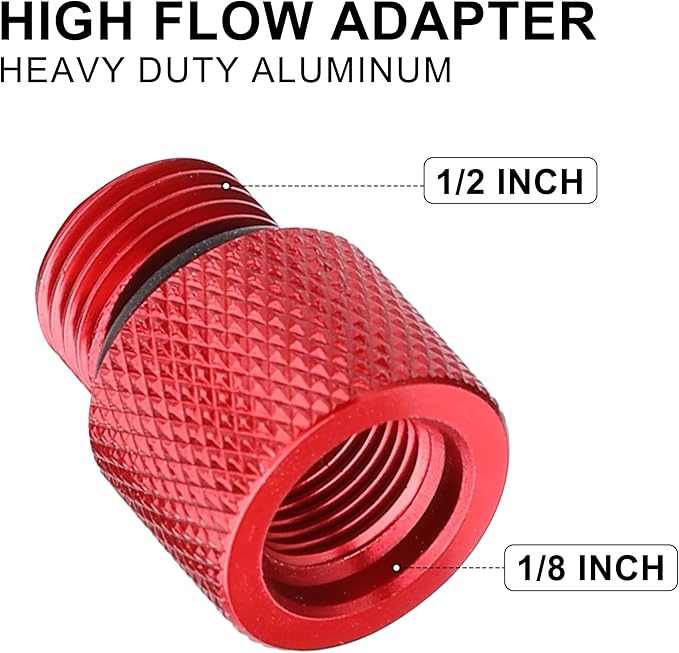 Hromee 1/8-Inch Rubber Tip Set for Air Blow Gun, 4 Pieces Air Compressor Gun Nozzle with 1/2-Inch High Flow Adapter