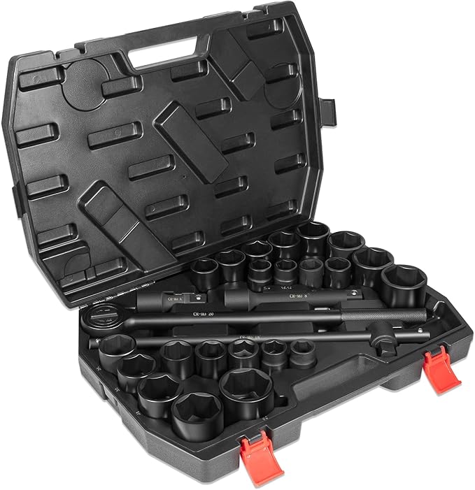 27 PCS Master Impact Socket Set 3/4-Inch-Drive Jumbo Impact Socket Set,Standard SAE (7/8" to 2") and Metric (22 to 50 mm) Size Socket Set with Extension