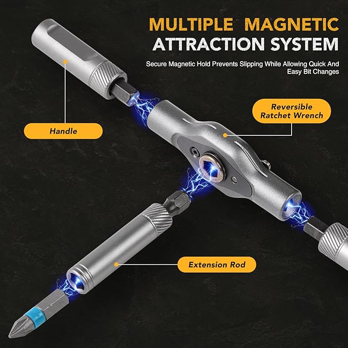 BoxedHome 24 in 1 Magnetic Ratchet Screwdriver Set, Multi Bit Precision Screwdriver Kit with Detachable T Handle for Computer, Electronics, Furniture and Bike Repair