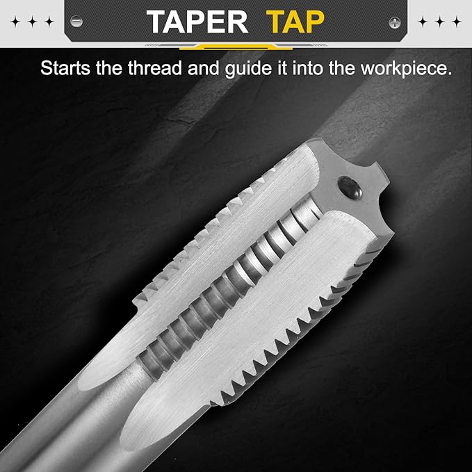 uxcell Hand Taper Tap 1"-8 BSW Thread Taper Style Taps Straight Flute Screw Tapping Threading Tool High Speed Steel HSS6542