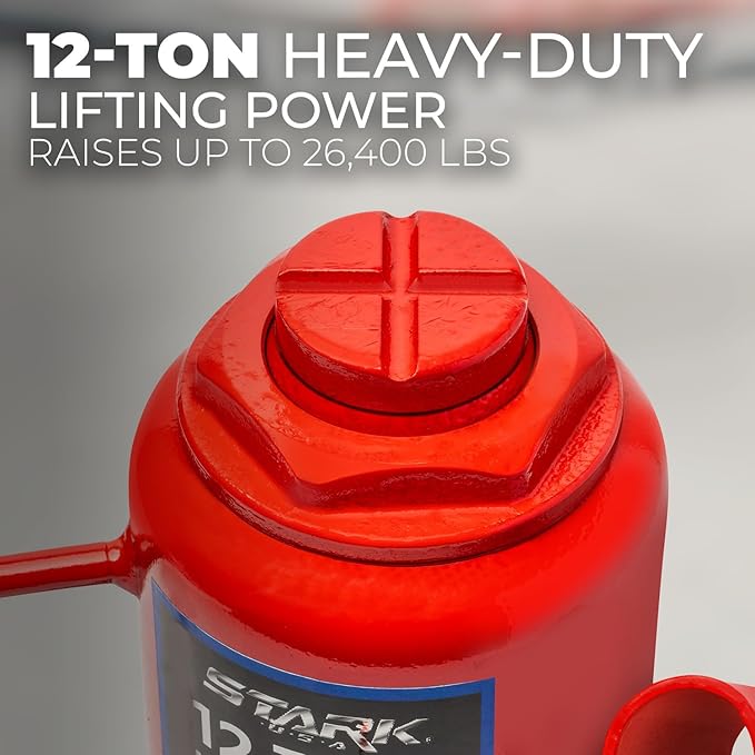 XtremepowerUS 12 Ton (24,000 Lbs) Capacity Hydraulic Lifting Bottle Jack for Auto Repair Two-Piece Handle