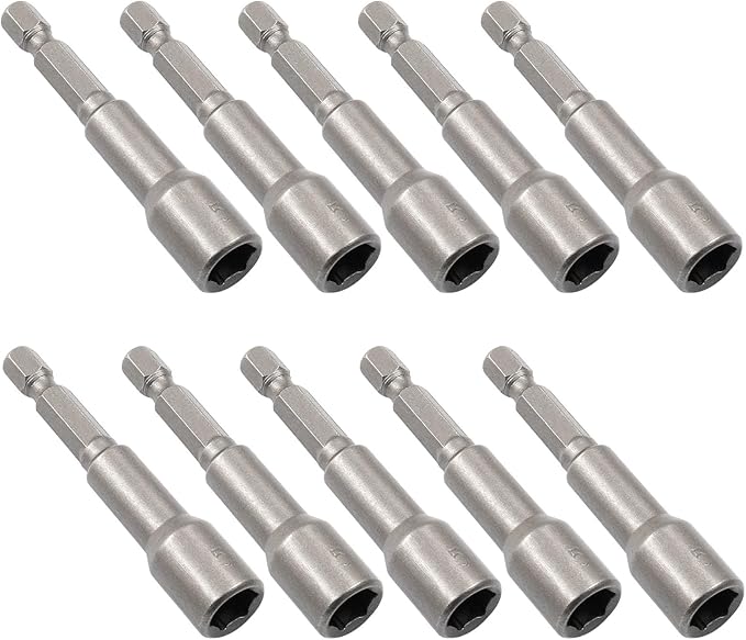 Litoexpe 10 Pcs 5/16 Inch Hex Magnetic Power Hex Nut Driver Magnetic Extension Socket Drill Bit Set, Quick Change Socket Nut Impact Driver for Electric Drill