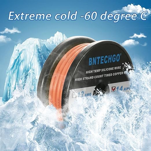 BNTECHGO 14 Gauge Silicone Wire Spool 50 ft Orange Flexible 14 AWG Stranded Tinned Copper Wire