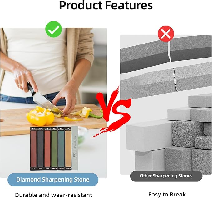 6PCS Diamond Sharpening Stones, #200#400#800#1200#3000#6000 Grit for RUIXIN PRO RX-008 RX-009 Knife Sharpening Fixed-Angle Kit, Professional Whetstone Kit for Kitchen Outdoor
