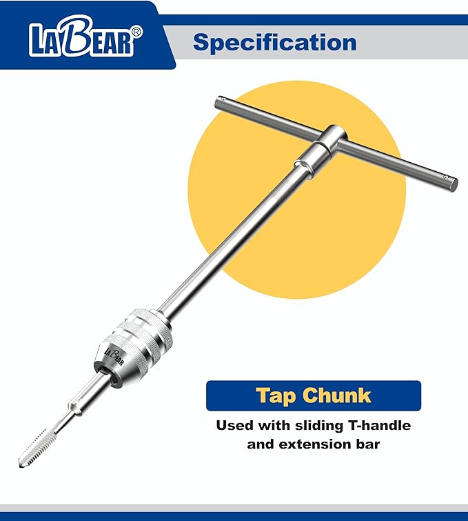 LABEAR 3/8"DR x M5?밠12 Interchangeable Adjustable Tap Chuck Adaptor ??Heavy-Duty Tap Socket for Hand Tapping
