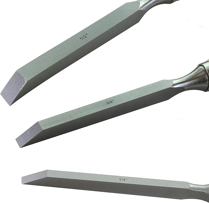 Individual Professional Woodworking Cabinetmakers Mortise Chisel Chrome-Vanadium Steel with Hornbeam Handles for Carpentry, Woodworking, Carving, Size 1/4'