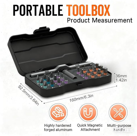 24 in 1 Magnetic Screwdriver Set, Multifunctional Screwdriver Tools, DIY Ratchet Screwdriver Set with Detachable Ratchet Handle&Storage Case Portable Repair Tool Kit for DIY, Laptops, Bicycles