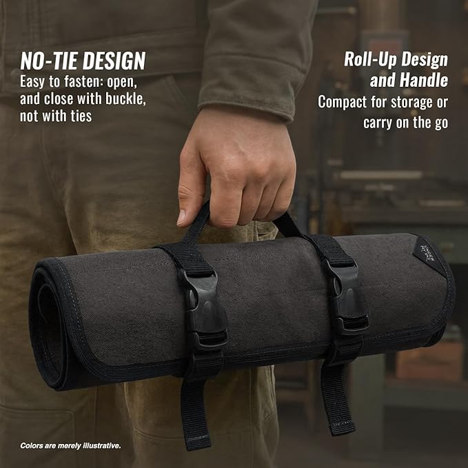 Under NY Sky Tool Roll Organizer, Heavy-Duty Wrench Bag, Portable Hand Tool Pouch for Mechanics, Electricians, and Hand Tools