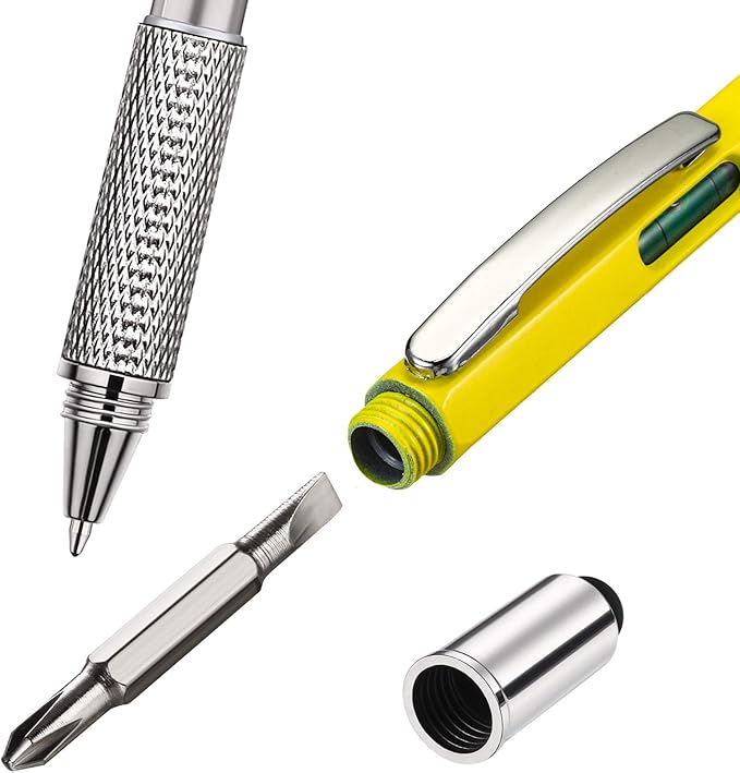 Zhanmai 16 Pcs Multitool Pens 6 in 1 Multi-tool Pen Set with Refills for Men's Birthday Gifts, Christmas Stocking Stuffers for Men Dad Husband (Black,Yellow)