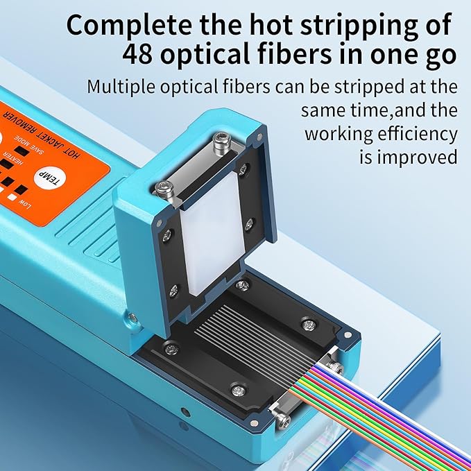 Fiber optical thermal stripper M9 is suitable for 1-48 cores, compatible bare fiber/bundle and ribbon fibers,Dual heating mode and 8-level temperature regulation. Automatic heating peeling tool