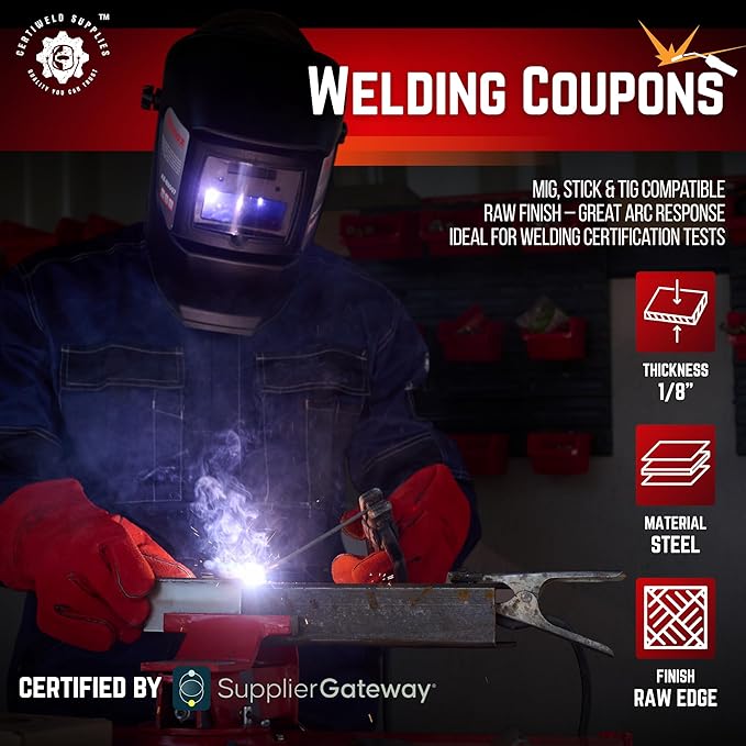 Welding Coupons 20 pack, 2 x 4 x 1/8" Mild Steel Welding Kit, Welding Practice for MIG TIG Gas Arc Stick and Wirefeed