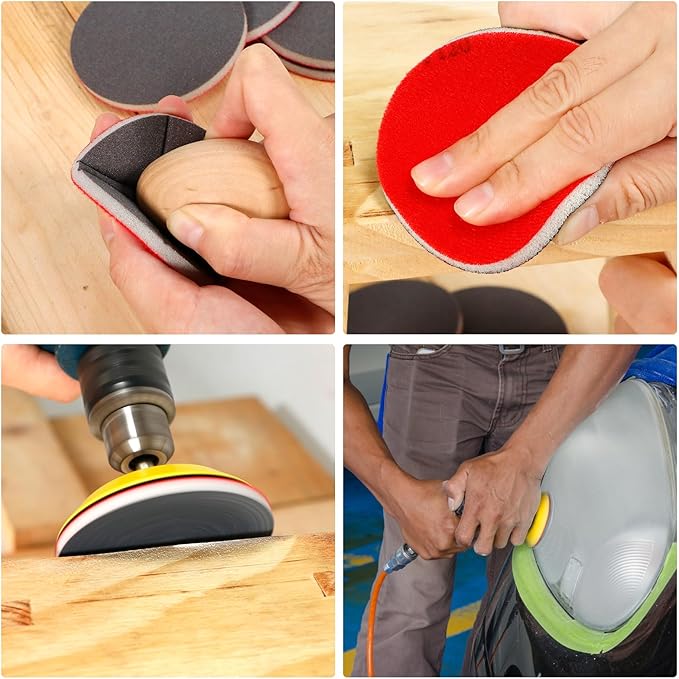 48 Pcs 3 inch Round Sanding Sponge 800-1000 Grit Sandpaper Assortment, Washable & Reusable Foam Sanding Pads for Wood, Metal, Hook and Loop Sanding Discs
