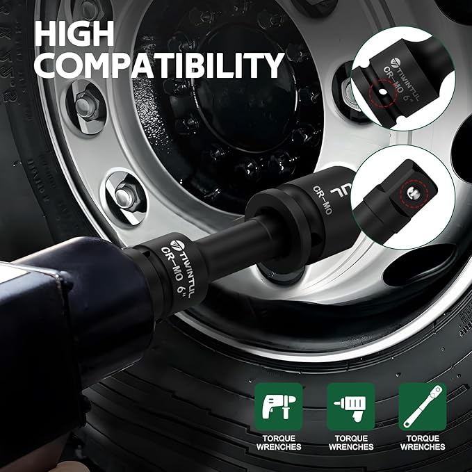 1 Inch Drive Impact Extension Bar, 3-Pieces Impact Socket Extension Bar Set, 4" 6" 10" Length, Impact Socket Bar with CR-MO Steel, Storage Case for Heavy Duty Truck, Tractor Maintenance
