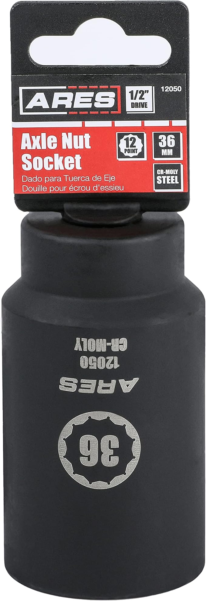 ARES 12050-36MM Axle Nut Socket - 12 Point Socket - Extra Deep 1/2-Inch Drive Impact Socket for Easy Removal of Axle Shaft Nuts