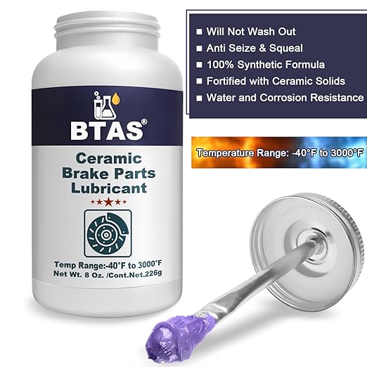 Silicone Brake Grease Lubricant for Brake Caliper Pad Pin Parts Lube, Synthetic Ceramic Brake Grease with Brush 8 oz