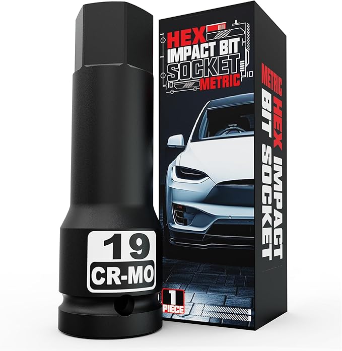 1/2" Drive 19 mm Hex Impact Bit Socket, H19 Allen Bit Socket, Metric, Cr-Mo Steel, Automotive Repair Industrial Maintenance and DIY Enthusiasts Alike