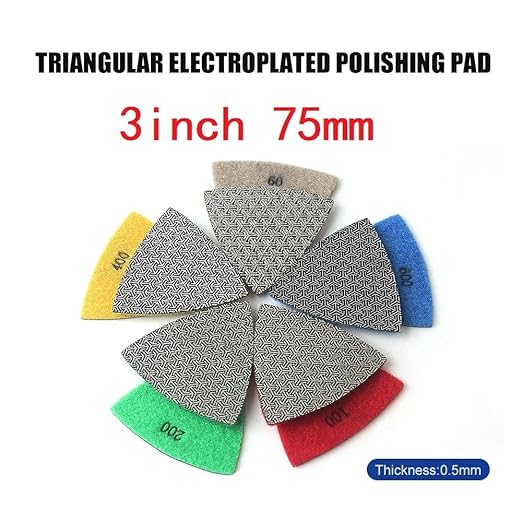 Electroplated Diamond Sanding Pad,600Grit 75mm Triangular Grinding Pad Hook and Loop Backing for Glass Porcelain Ceramic Hand Polishing & Trimming (1pc)