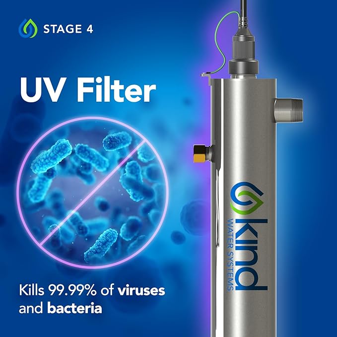 Kind Water Whole House Replacement Filter Set ??Sediment, Carbon Block & UV Replacement Lamp ??Fits E-3000 System and E-1000 System ??Maintain Clean, Safe Water ??Easy 1-Year Kit