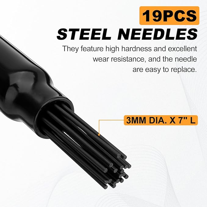Needle Scaler Attachment Air Tool, Air Hammer Descaling Needles Heavy-Duty Pneumatic Rust Remover Tool(19PCS Set)