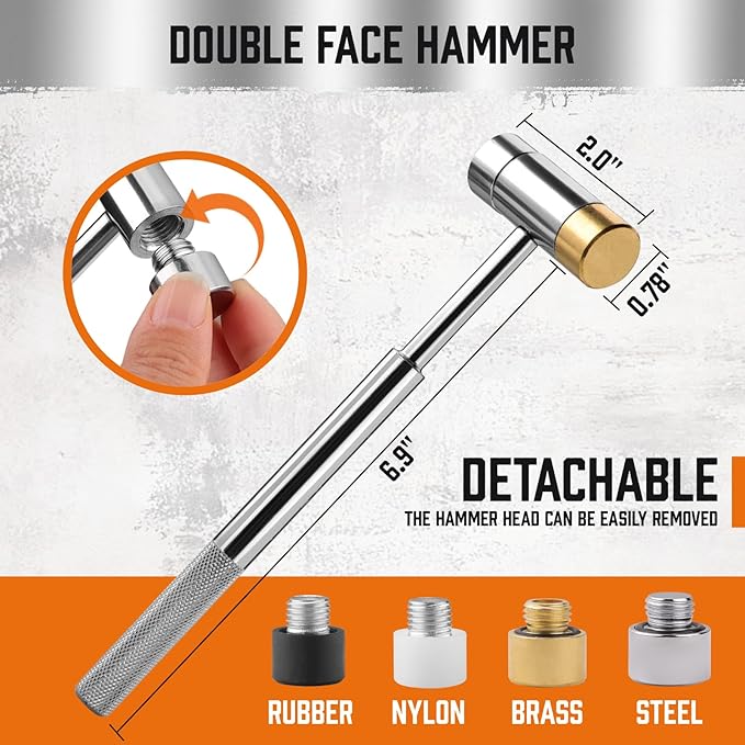 HORUSDY 23-Piece Punch Set Roll Pin Punch Set and Hammer with Bench Block, Punch Tool Ideal for Maintenance