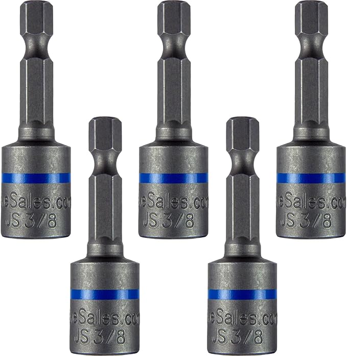 3/8-Inch Magnetic Hex Head Driver Bit w/Quick Change Shank - Used for Installing Screws, Nuts, Bolts, etc. - (5 PACK)