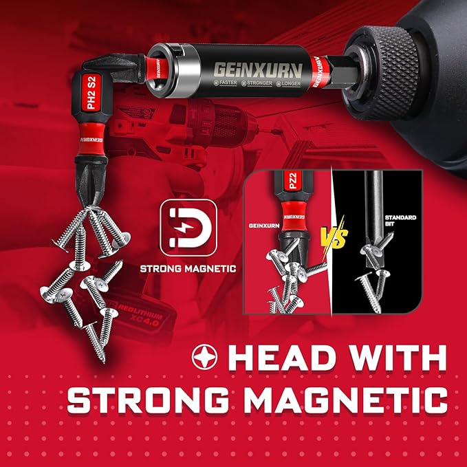 Impact Screwdriver Bits Set, 33 Pieces 1?쒶ulti Head Magnetic S2 Steel Driver Bits PH/SQ/Torx/Slotted With Red Soft Base