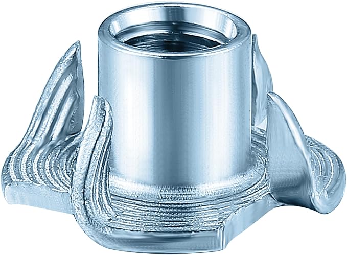 T-Nuts M4x8 (100 pcs), zinc Plated Steel, for Wood, Climbing Holds and cabinets