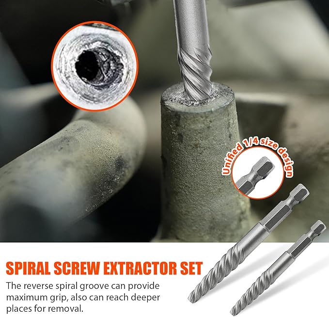 11Pcs Screw Extractor Set, Left Hand Drill Bit and Bolt Extractor Kit Easy to Remove Stripped Broken Damaged Screw Bolt and Nut Out, Reverse Drill Bit Extractor Set with Sturdy Case
