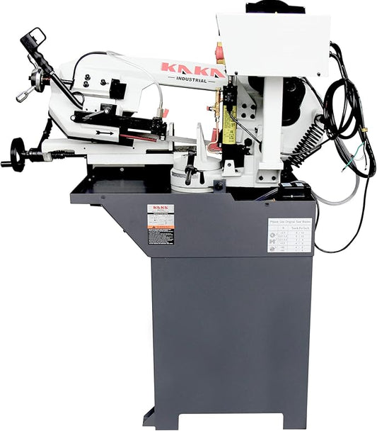 KAKA INDUSTRIAL Mitering Band Saw with 7.8 inch x 6.7 inch Cutting | 1-Phase Metal Pro 60° Hydraulic Swivel Head, Auto Shut-Off Safety, Worm Gear Drive |BS-76G for Steel and Pipe