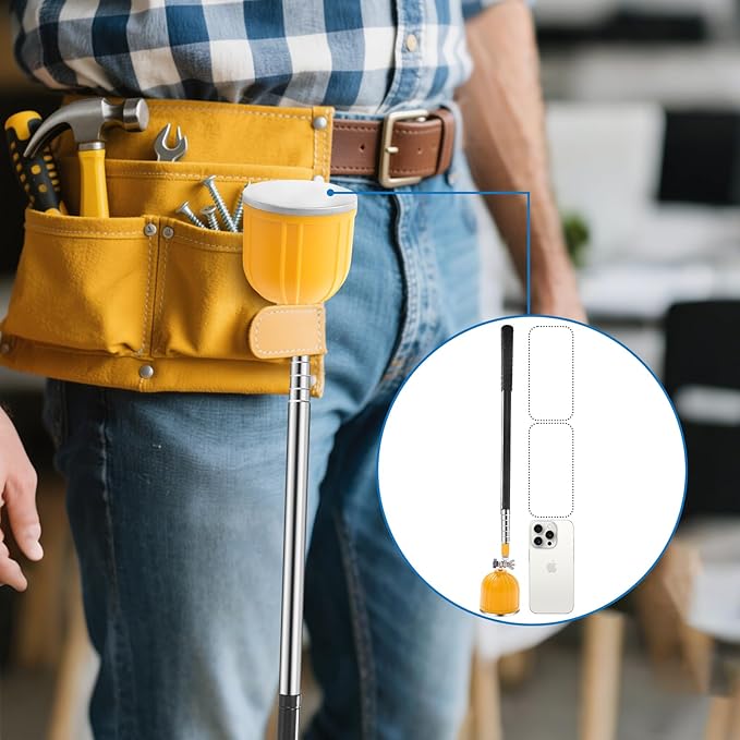 Magnetic Pickup Tool, 180째 Rotating Head, 10LB Heavy Duty Magnet Stick with Handle, Extendable Magnet Wand for Nails, Screws & Metal Objects, Strong Magnetic Tool for Mechanics & Home Use (Yellow)