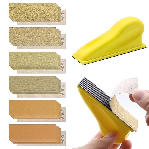 ZEHIQ Micro Sander Kit, 3.5??x 1??Detail Hand Sander for Crafting, Sandpaper Assortment of 60 80 120 180 240 320 Grit for Small Projects DIY Crafts Wood Metal Polishing Tight Narrow Spaces (60pcs)