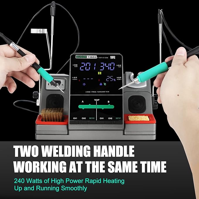 SUGON T3602 Professional Soldering Station 2 Sec Rapid Heat Up, with 6 Soldering Iron Tip, 110V Soldering Iron Station with Temperature Adjustment 212-842째F,Solder Iron Replacement Rack etc