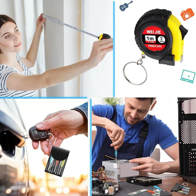 168 Pcs Mini Screwdriver Keychain Tape Measure Keychains Set Mens Gift Bulk Retractable for Adult Xmas Tool Birthday Party