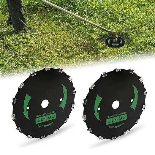 G-PLUS 2pcs 9" Chainsaw Brush Blade 14 Tooth Cutter Trimmer Head Weed Mower Saw Blade Black