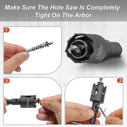 7/8 Inch Hole Saw with 9.1mm Triangle Shank Arbor, JTemgle Bi-Metal Hole Saw Heavy Duty Hole Cutting Tool for Cornhole Boards, Recessed Lights, Wood, Plastic, Drywall & Soft Metal
