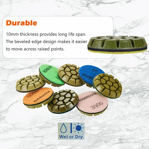 3 inch *10mm Concrete Floor Polishing Pads,Grit 200 Set of 3, Resin Polishing Puck,for Concrete Floor Grinder,Grit 200