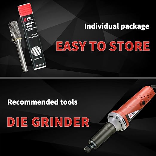 S&F STEAD & FAST Carbide Burr with 쩌??Shank 쩍??Cutter Dia 1??Length, Professional Grade Tungsten File, Die Grinder Bit for Electric or Air Die Grinder, Cylinder End Cut, Grinding Burr bit for Metals