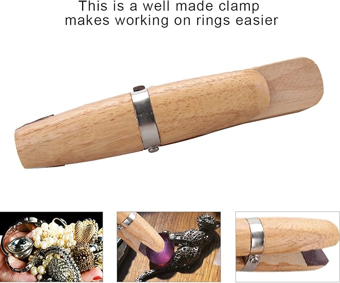 Wooden Ring Clamp, Portable Jaws Hand Tool for Jewelry Making Stone Setting Small Objects Grinding,Polishing,Engraving Repair