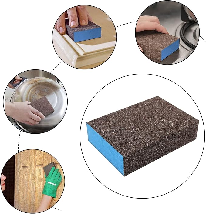 12Pcs Coarse Sanding Sponge 36 Grit, Wet Dry Sanding Block Sanding Sponge Metal Sandpaper Blocks for Drywall Wood Plastic Metal Furniture