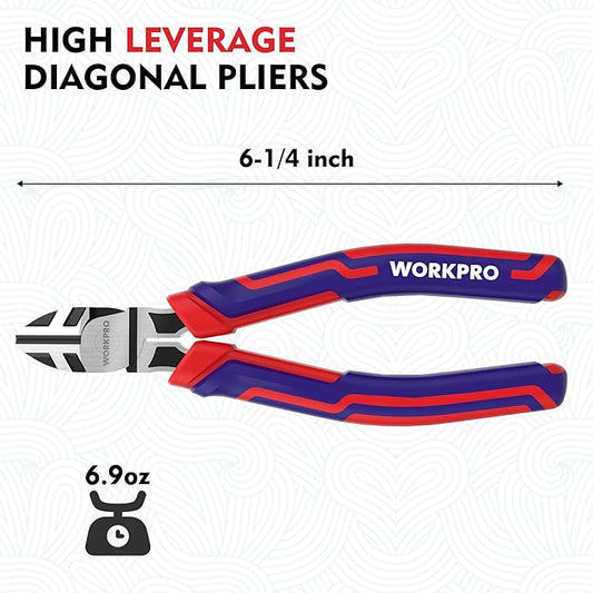 WORKPRO 6??Wire Cutters Heavy Duty CRV Steel, Diagonal Pliers for Cutting Wires Craft, Comfort Grip Handle