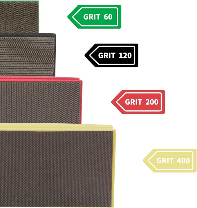 Diamond Hand Pads Foam Backing for Tile Stone Marble Concrete Ceramics Granite Glass Wet Dry (4 PCS)